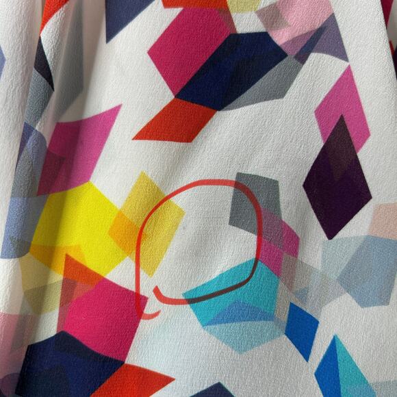Trina Turk Silk Surplice Top Size Medium Multicolor Geometric Print - Picture 13 of 13